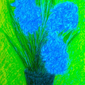 Pintura titulada "Hyacinths in Black…" por Irina Rabeja, Obra de arte original, Pastel