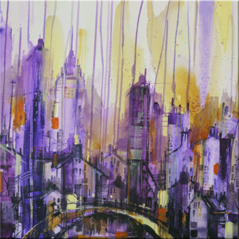Malarstwo zatytułowany „City Bustle” autorstwa Irina Rumyantseva, Oryginalna praca, Akryl