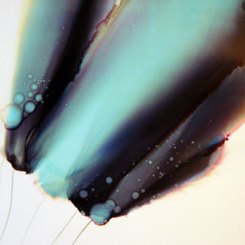 Peinture intitulée "Teal Feathers 3 - A…" par Irina Rumyantseva, Œuvre d'art originale, Encre