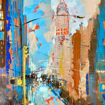 Malerei mit dem Titel "New York Skyline -…" von Irina Rumyantseva, Original-Kunstwerk, Acryl Auf Keilrahmen aus Holz montiert