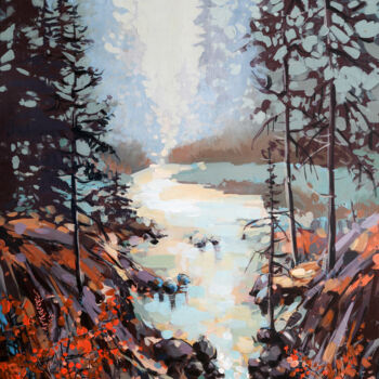 Painting titled "Where The River Run…" by Irina Rumyantseva, Original Artwork, Acrylic