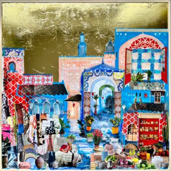 Collages intitulée "Moroccan Souk Market" par Irina Rumyantseva, Œuvre d'art originale, Collages