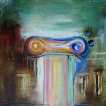 Painting titled "Säule, Pillar" by Iryna Torres, Original Artwork, Oil