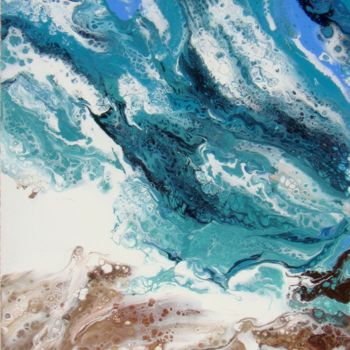 Malerei mit dem Titel ""Abstract sea"  Lan…" von Irini Karpikioti, Original-Kunstwerk, Acryl