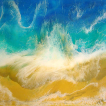 Pintura titulada "Turquoise Sea" Resi…" por Irini Karpikioti, Obra de arte original, Acrílico