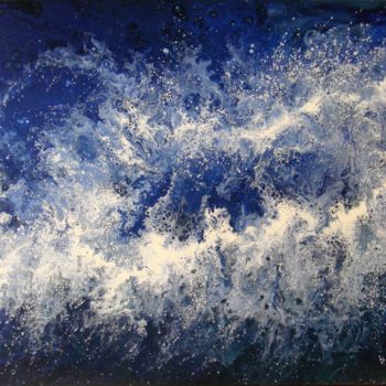 Pintura intitulada "Seascape "Sea lace"…" por Irini Karpikioti, Obras de arte originais, Acrílico