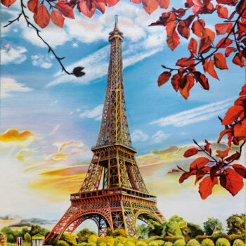 Schilderij getiteld "Paris French Eiffel…" door Irinjoyart, Origineel Kunstwerk, Acryl