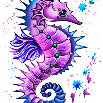 绘画 标题为“Sea horse watercolo…” 由Irinjoyart, 原创艺术品, 水彩
