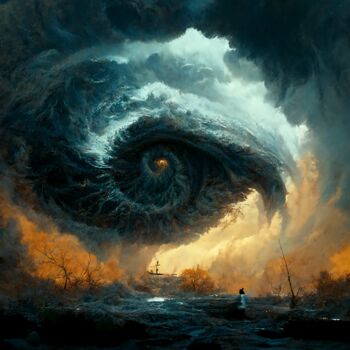 Artes digitais intitulada "Eye of the storm" por Irio Lavagno, Obras de arte originais, Imagem gerada por IA