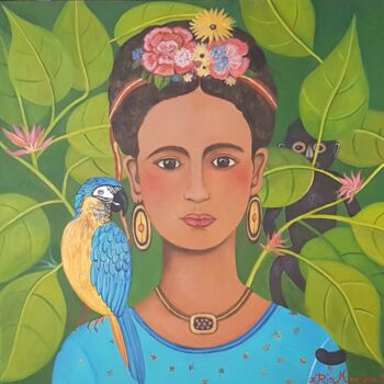 Peinture intitulée "Frida" par Iris Maryse Stoecklin, Œuvre d'art originale, Acrylique Monté sur Châssis en bois