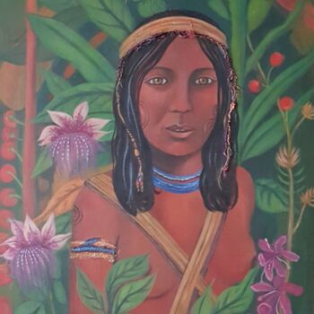 Peinture intitulée "AMAZONAS" par Iris Maryse Stoecklin, Œuvre d'art originale, Acrylique Monté sur Châssis en bois