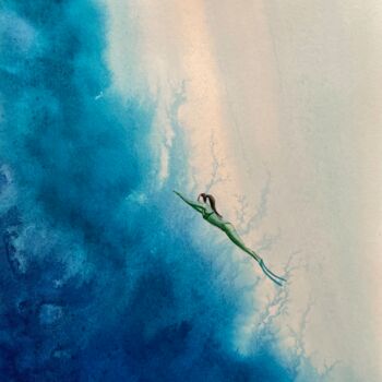 Peinture intitulée "Diver" par Iris, Œuvre d'art originale, Aquarelle