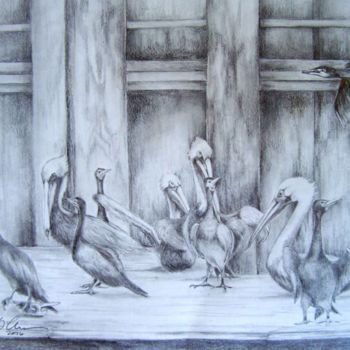 Drawing titled "Waiting for Lunch" by Cathie Abell Nelson, Original Artwork