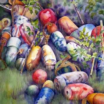 Painting titled "where-the-buoys-are…" by Cathie Abell Nelson, Original Artwork