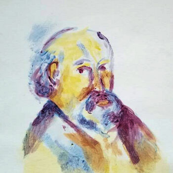 Painting titled "Cezanne" by Irma Dhondt, Original Artwork, Watercolor