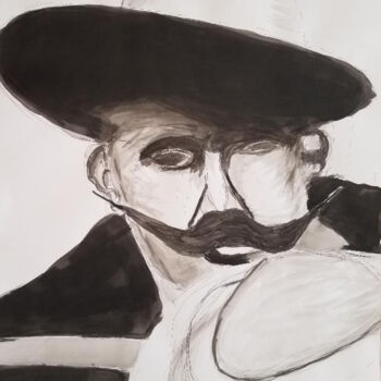 Dessin intitulée "Moustaches" par Irma Dhondt, Œuvre d'art originale, Graphite