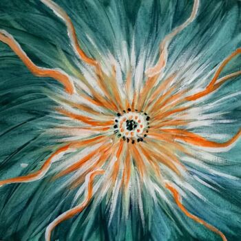 Картина под названием "Irruption solaire" - Irma Dhondt, Подлинное произведение искусства, Акрил Установлен на картон