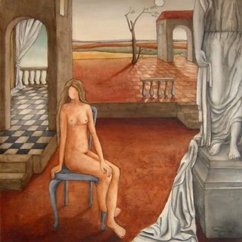 Painting titled ""Nude with Sculptur…" by Irma Dos Santos, Original Artwork