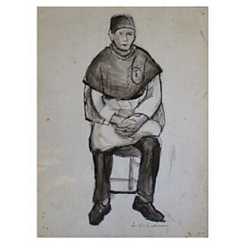 Pittura intitolato "Figura seduta" da De Giovanni Irmo, Opera d'arte originale