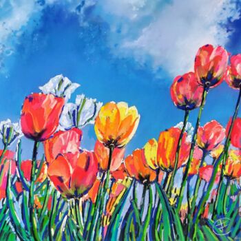 Pittura intitolato "TULIPANI" da Fabrizio Cancelliere, Opera d'arte originale, Pastello Montato su Altro pannello rigido