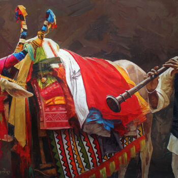 Картина под названием "Holy cow-03" - Iruvan Karunakaran, Подлинное произведение искусства