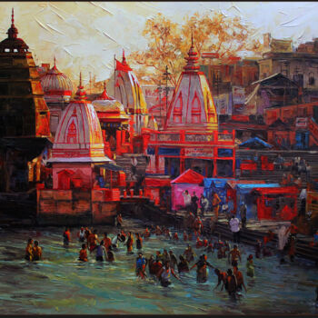 Painting titled "haridwar" by Iruvan Karunakaran, Original Artwork