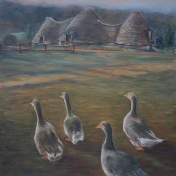 Schilderij getiteld "En Périgord noir" door Irwine B., Origineel Kunstwerk, Olie