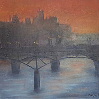 Pintura titulada "La Seine au couchant" por Irwine B., Obra de arte original, Acrílico