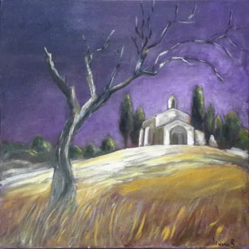 Painting titled "Chapelle en Provence" by Irwine B., Original Artwork, Acrylic