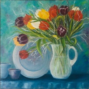 Painting titled "Tulipes" by Irwine B., Original Artwork, Oil