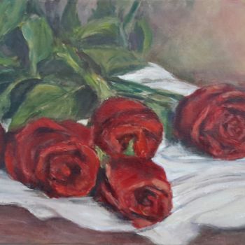 Malarstwo zatytułowany „Roses rouges” autorstwa Irwine B., Oryginalna praca, Akryl