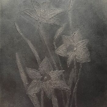 Ζωγραφική με τίτλο "Grey Metallic Daffo…" από Iryna Antoniuk (IRENA TONE), Αυθεντικά έργα τέχνης, Ακρυλικό