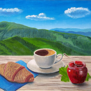 Картина под названием "Breakfast in the mo…" - Iryna Bohdanova, Подлинное произведение искусства, Масло
