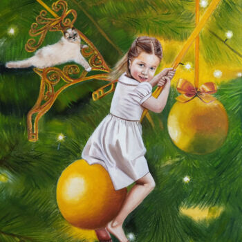 Schilderij getiteld "Christmas dream" door Iryna Bohdanova, Origineel Kunstwerk, Olie