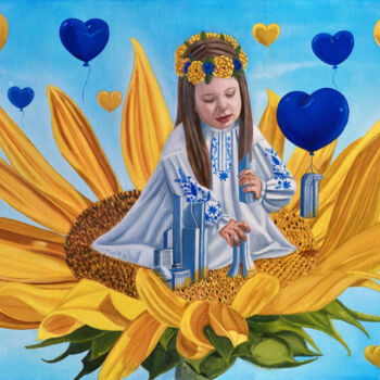 Pittura intitolato "Revival flower" da Iryna Bohdanova, Opera d'arte originale, Olio