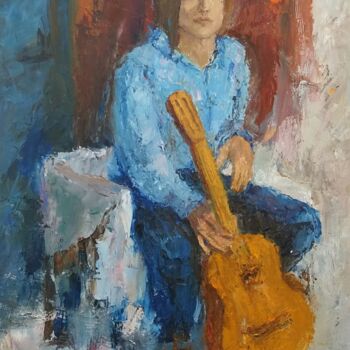Painting titled "The portrait of mus…" by Iryna Cnernenko, Original Artwork, Oil