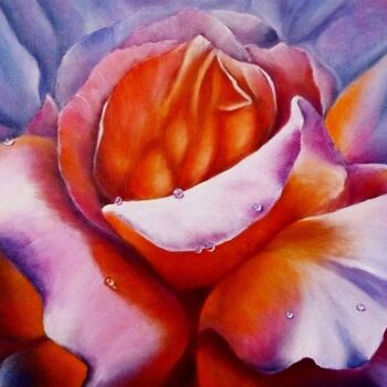 「Morning Rose」というタイトルの絵画 Iryna Fedaravaによって, オリジナルのアートワーク, オイル ウッドストレッチャーフレームにマウント