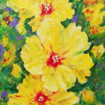 Pittura intitolato "Yellow Hibiscus" da Iryna Fedarava, Opera d'arte originale, Acrilico