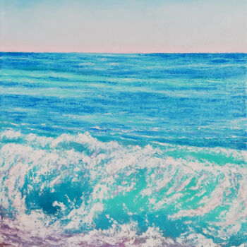 제목이 "Ocean #2"인 미술작품 Iryna Fedarava로, 원작, 기름 나무 들것 프레임에 장착됨