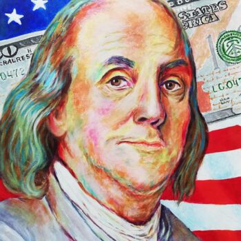 Peinture intitulée "Benjamin Franklin" par Iryna Fedarava, Œuvre d'art originale, Acrylique
