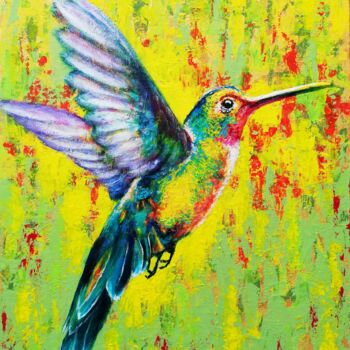 Peinture intitulée "Hummingbird - Your…" par Iryna Fedarava, Œuvre d'art originale, Acrylique Monté sur Autre panneau rigide