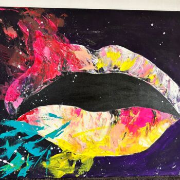 Painting titled "Beijo Colorido" by Iryna Khayetska, Original Artwork, Acrylic