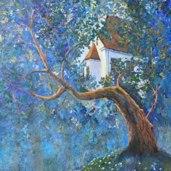 Картина под названием "Spring evening in F…" - Iryna Makhovska, Подлинное произведение искусства, Акрил Установлен на Деревя…