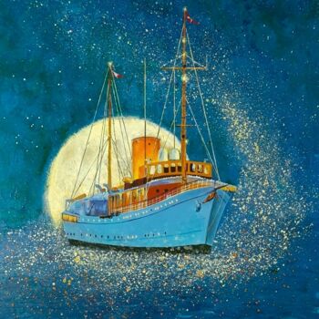 Pittura intitolato "Space Cruise" da Iryna Makhovska, Opera d'arte originale, Acrilico Montato su Pannello di legno