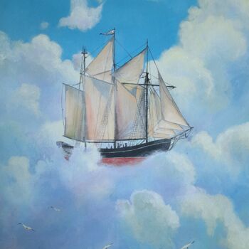 Malarstwo zatytułowany „Reach the sky” autorstwa Iryna Makhovska, Oryginalna praca, Akryl Zamontowany na Drewniana rama noszy