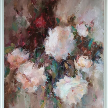 Ζωγραφική με τίτλο "Murmure Floral" από Iryna Malynovska, Αυθεντικά έργα τέχνης, Λάδι Τοποθετήθηκε στο Ξύλινο φορείο σκελετό