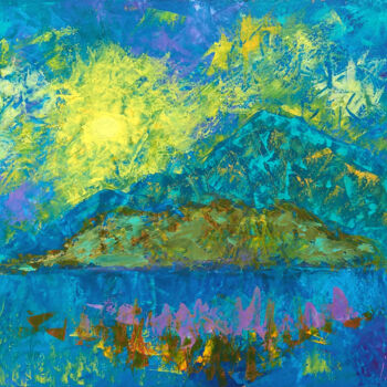 Painting titled "Sunrise over mounta…" by Iryna Sapsai, Original Artwork, Oil