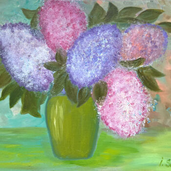 Painting titled "Lilacs flowers oil…" by Iryna Sapsai, Original Artwork, Oil