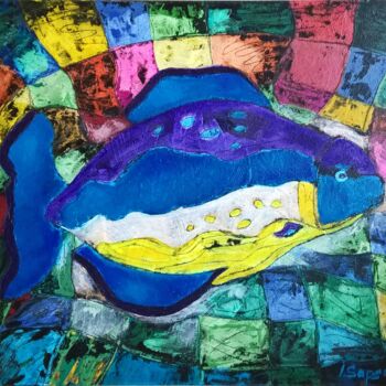 Pintura titulada "Fish painting. Colo…" por Iryna Sapsai, Obra de arte original, Acrílico