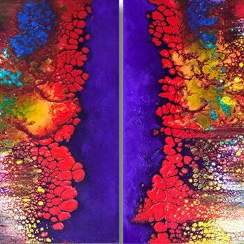 Pintura intitulada "Set of two abstract…" por Iryna Sapsai, Obras de arte originais, Acrílico